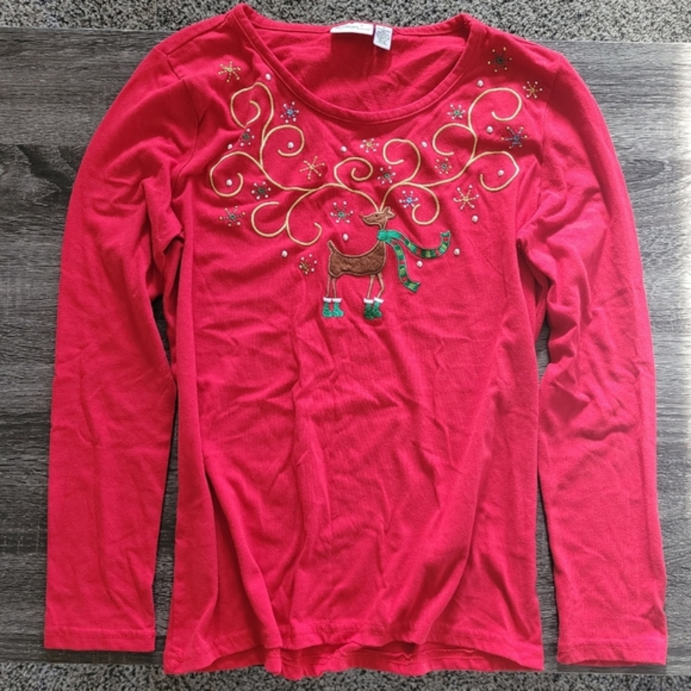 NEW Kim Roger's Holiday Reindeer Shirt